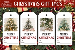 Boho Christmas Tree Gift Tags, Cute Christmas Tags Printable Product Image 1