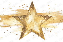 Gold Glitter Star on Paint Stroke White Background Festive Product Image 1