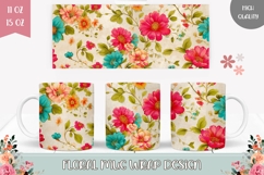 Cute Floral Mug Template, Pink Flowers Mug Sublimation Product Image 1