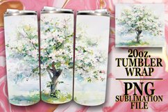 Spring Watercolor Tree Tumbler Wrap: 20oz Sublimation Product Image 1