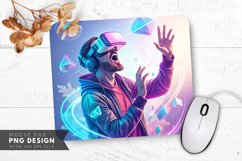 VR Enthusiast in a Colorful World Mouse Pad PNG Design Product Image 1