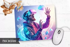 VR Enthusiast in a Colorful World Mouse Pad PNG Design Product Image 1
