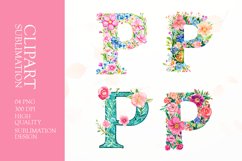 Floral letter clipart sublimation Product Image 1