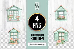 LFloral Window Watercolor Clipart PNG Product Image 1