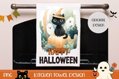 Happy Halloween Towel, Cartoon Halloween Dish Towel Product Image 1