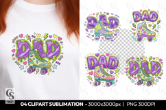 Retro Roller Skate Dad Clipart Sublimation PNG Product Image 1