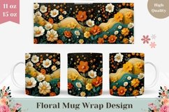 3D Flowers Mug Wrap Design, Floral Mug Sublimation Design Product Image 1