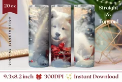 Winter Dog Tumbler Wrap, Christmas Sublimation Tumbler PNG Product Image 1