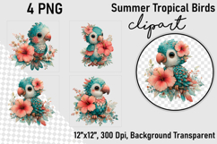Summer Tropical Birds Clipart, Tropical Birds png Product Image 1