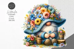 Spring gnome clipart, Gnome clipart, Floral clipart Product Image 1