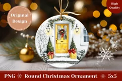 Watercolor Christmas Ornament, Yellow Door Ornament Design Product Image 1