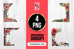 Watercolor Floral Corner Frame Clipart PNG Product Image 1