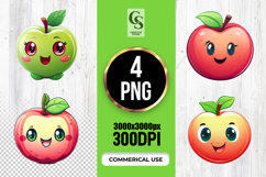 Cute Apple Characters Clipart Sublimation PNG Product Image 1