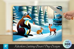 Woodland Animals Winter Themed Cutting Board PNG Product Image 1