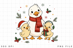 Cute Christmas Duck PNG Clipart,Family Ducklings Sublimation Product Image 1