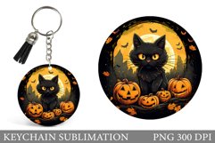 Halloween Cat Keychain Design. Halloween Pumpkin Keychain Product Image 1