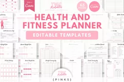 Health & Fitness Planner Canva Templates | 63 Pg | PINKS Product Image 1