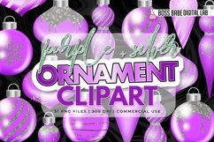 Glam Purple and Diamond Christmas Ornament Clipart Product Image 1