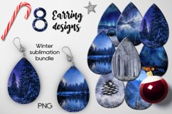Winter forest | 8 Teardrop earring Sublimation designs, PNG Product Image 1