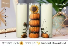 Autumn Pumpkins Tumbler Wrap, Fall Sunflowers Tumbler Product Image 1
