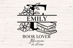 Book Lover Split Monogram SVG Bundle 26 Letters Product Image 1