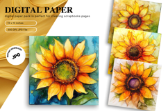 Sunflower Background Wallpaper Digital Paper Wall Art Product Image 1