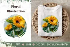 Sunflowers Illustration, Flowers PNG, Art Sunflowers PNG Product Image 1