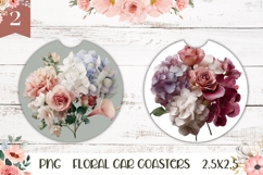 Pastel Flowers Car Coasters, Roses Round Coaster Template Product Image 1