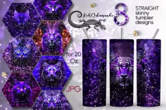 Neon Cats, Tiger, Lynx | Sublimation skinny tumbler designs Product Image 1