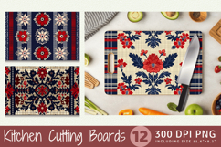 Patriotic Knitted Floral Plaid Cutting Boards sublimation De Product Image 1