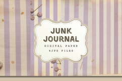 Lavender stripes Junk journal Pages Shabby chic paper Product Image 1