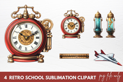 Retro School Sublimation Clipart, School Clipart PNG Product Image 1