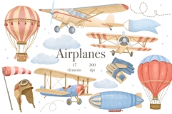 Watercolor Air Transport Clipart Product Image 1