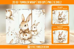 Cute Rabbit Seemless Tumbler Wrap Designs, Sublimation Wrap Product Image 1