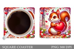 Valentines Squirrel Coaster. Squirrel Coaster Sublimation Product Image 1