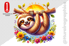 Cute Sloth Clipart - PNG File Product Image 1