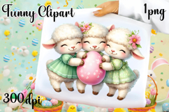 Spring animal clipart|Cute sheep easter animals clipart Product Image 1