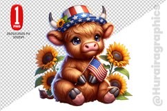 Cute Highland Cow Clipart - PNG File Product Image 1