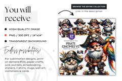 Vintage Pirate Gnome clipart, Corsair Gnome sublimation, PNG Product Image 2