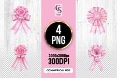 Pink Rosette Ribbon Clipart Sublimation PNG Product Image 1