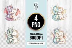 Cute Unicorn Dragon Hug Clipart Sublimation PNG Product Image 1