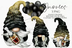 Celebrating Gnomes with Balloons | Gnome Clipart PNG Product Image 1