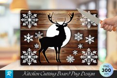 Rustic Reindeer And Snowflakes Cutting Board PNG Design Product Image 1