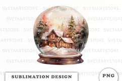 Watercolor Christmas Snow Globe png Product Image 1