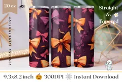 Cute Bows Tumbler Wrap, Cartoon Halloween Bats Tumbler Product Image 1