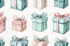 Watercolor Gift Box Seamless Pattern Pastel Pink Blue Presen Product Image 1
