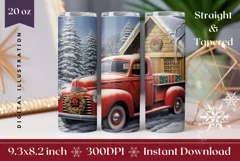 Christmas Tumbler Wrap Design, Christmas Red Truck Tumbler Product Image 1