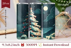 Christmas Tree Tumbler Wrap, Moon Tumbler Sublimation Product Image 1