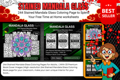 244 Stained Mandala Glass Coloring Page Christmas events Product Image 1