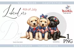cute three labrador puppies for the 4th of july. kawaii Product Image 1